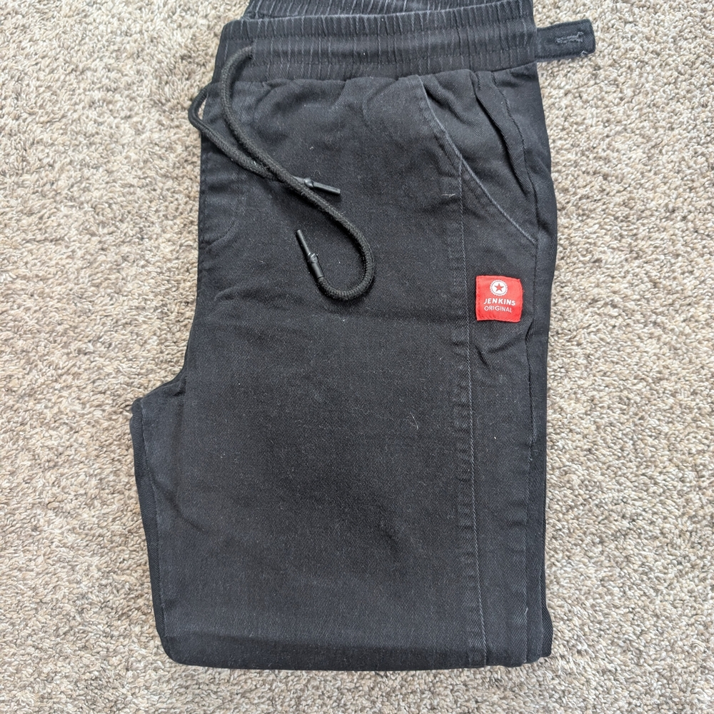 Black Jogger Pants with Red Logo